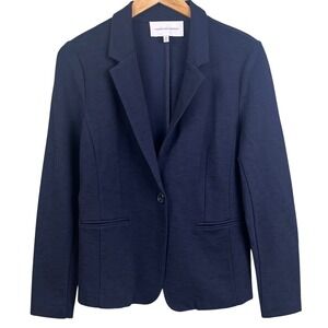 Cupcakes & Cashmere Blue Heavy Fitted One Button Collared Blazer Office Medium